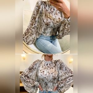 Gorgeous Flowy Animal Print Chiffon Full Bishop Sleeve Top